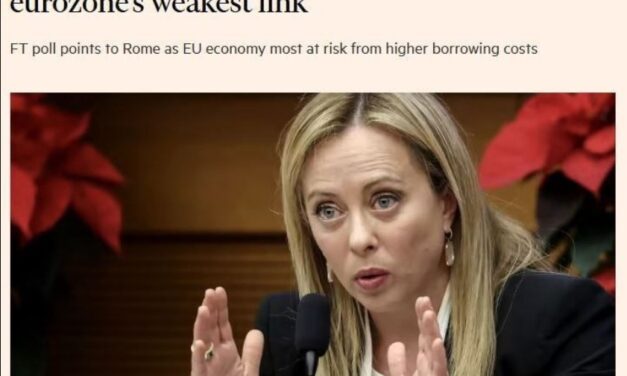 Financial Times: “Italia anello debole con la politica aggressiva BCE”. È in gioco la vita dell’Euro ma soprattutto quella degli italiani
